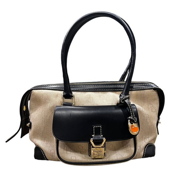 Dooney & Bourke Handbags - Dooney and Burke Signature Beige with Black Leather Purse